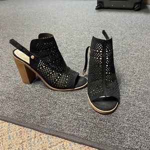 Black cut out heels